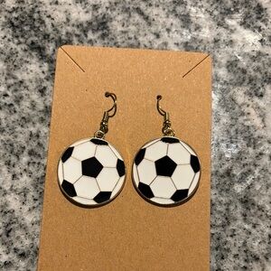 Black and White Soccer Ball Jewelry Earrings
